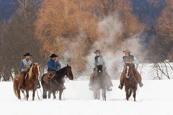 Cowboys during winter roundup-Kalispell-Montana